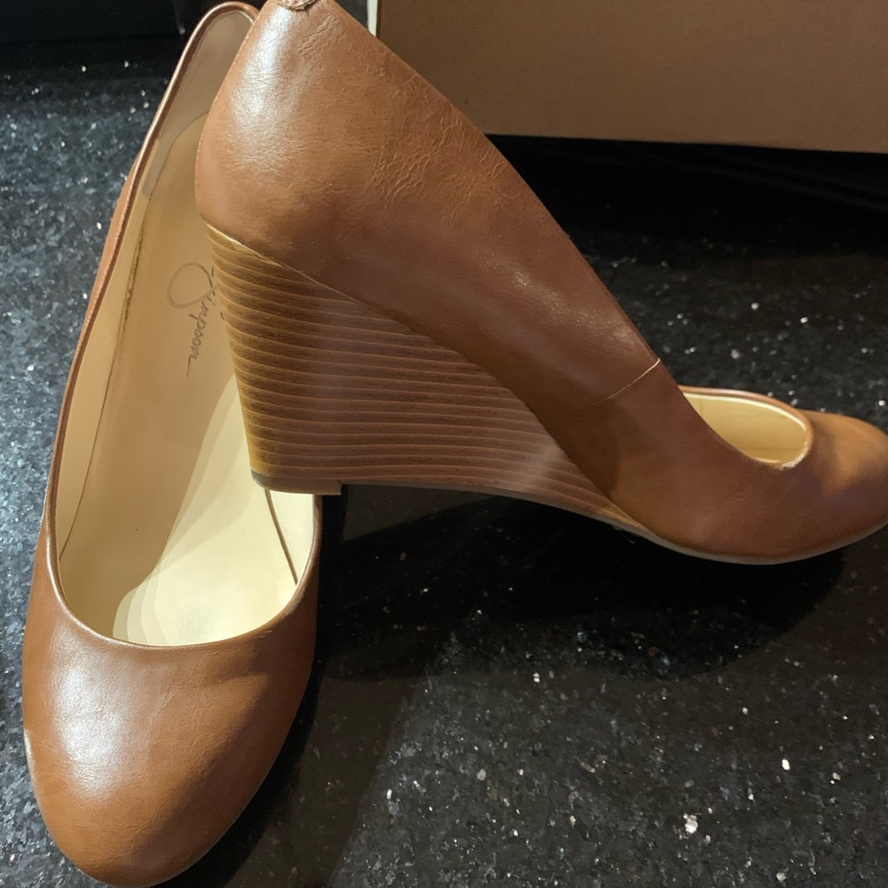 Jessica Simpson Suzanna wedge tan heels 7